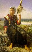 Jules Breton Brittany Girl China oil painting reproduction